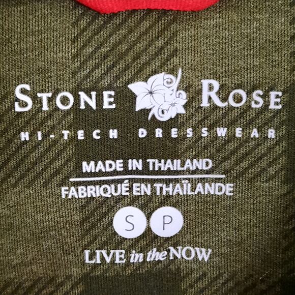 Stone Rose Small Dress Shirt Green Stretch Plaid Long Sleeve Hi-Tech Casual - Picture 3 of 5